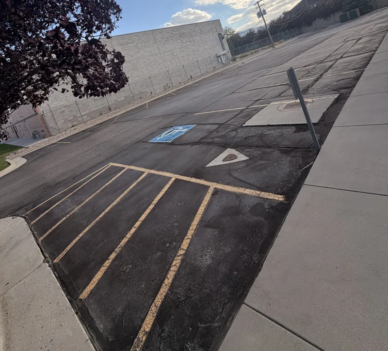 Striped commercial parking lot